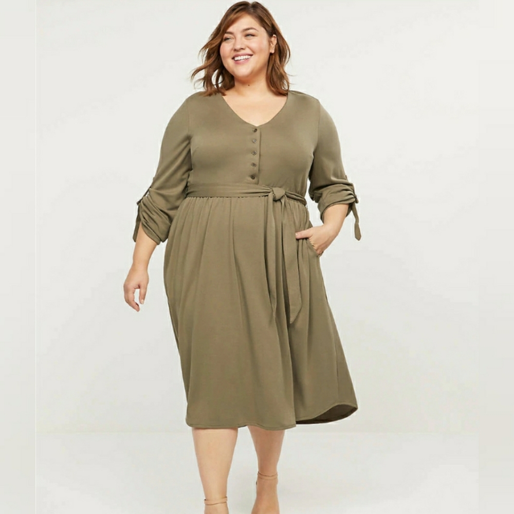 Buttoned-Front Fit & Flare Dress